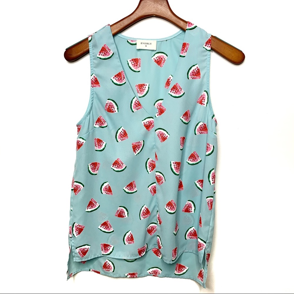 EVERLY Watermelon Sleeveless Blouse Top Small
